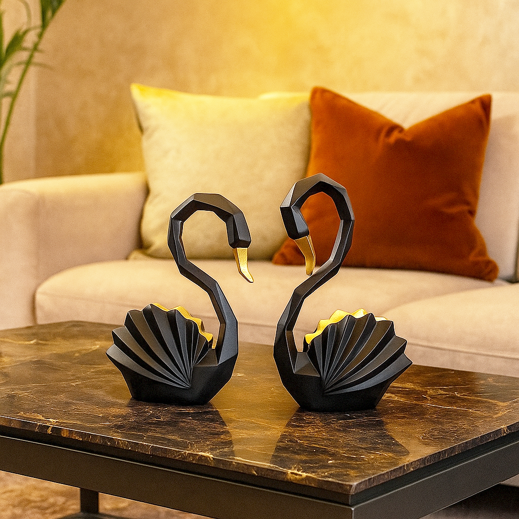 Black& Gold Swan Pair