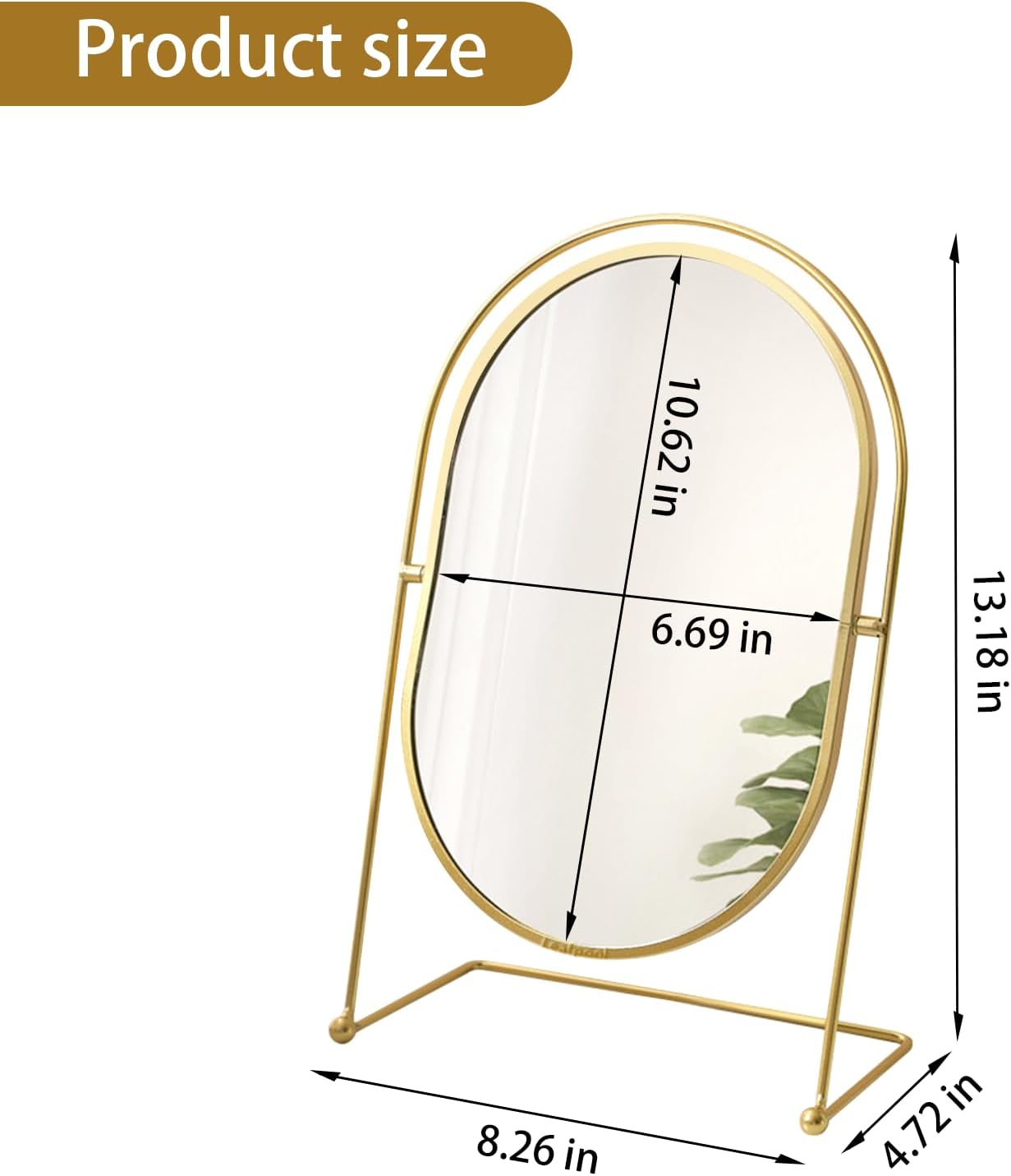 360°Rotate Vintage Oval Gold Stand Makeup Mirror for Women