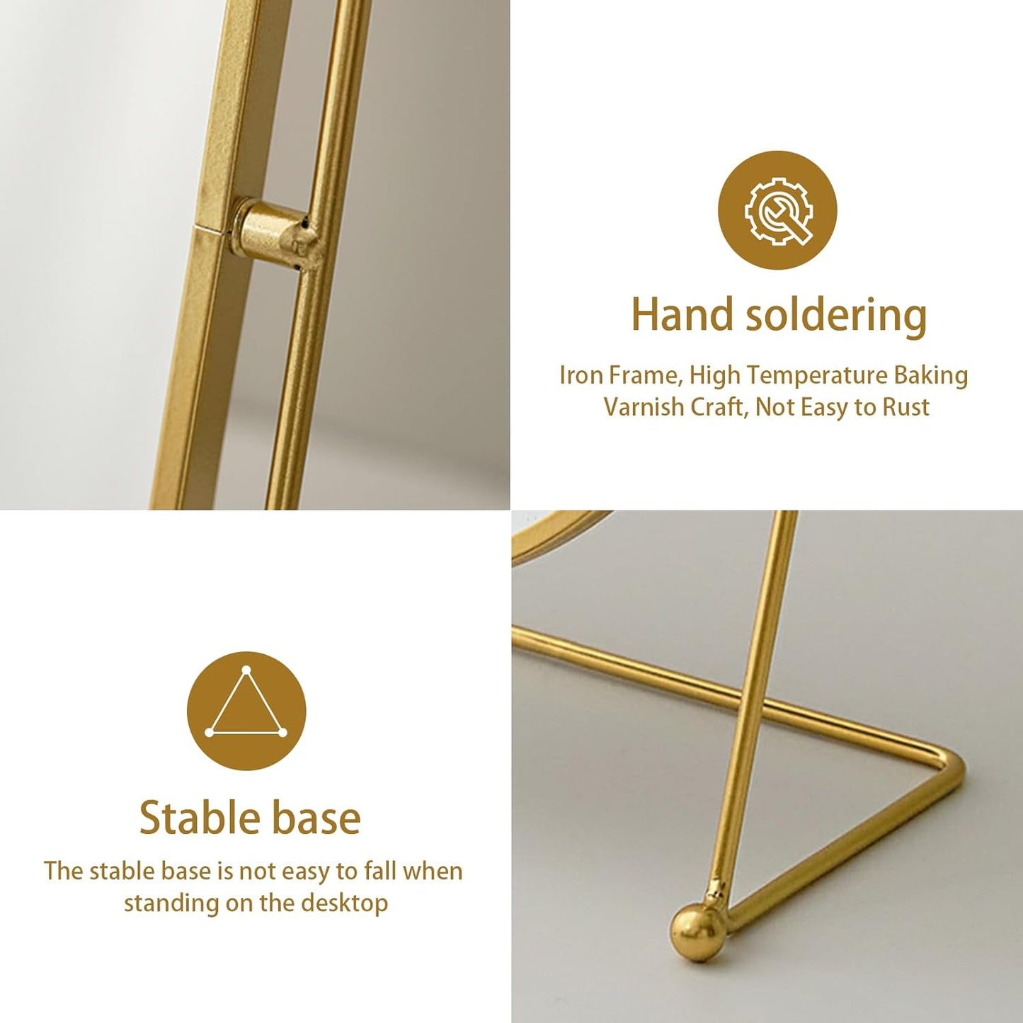 360°Rotate Vintage Oval Gold Stand Makeup Mirror for Women
