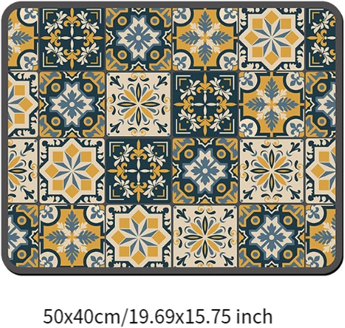 Decorative mat with geometric pattern, size 50x40cm, on a black border.