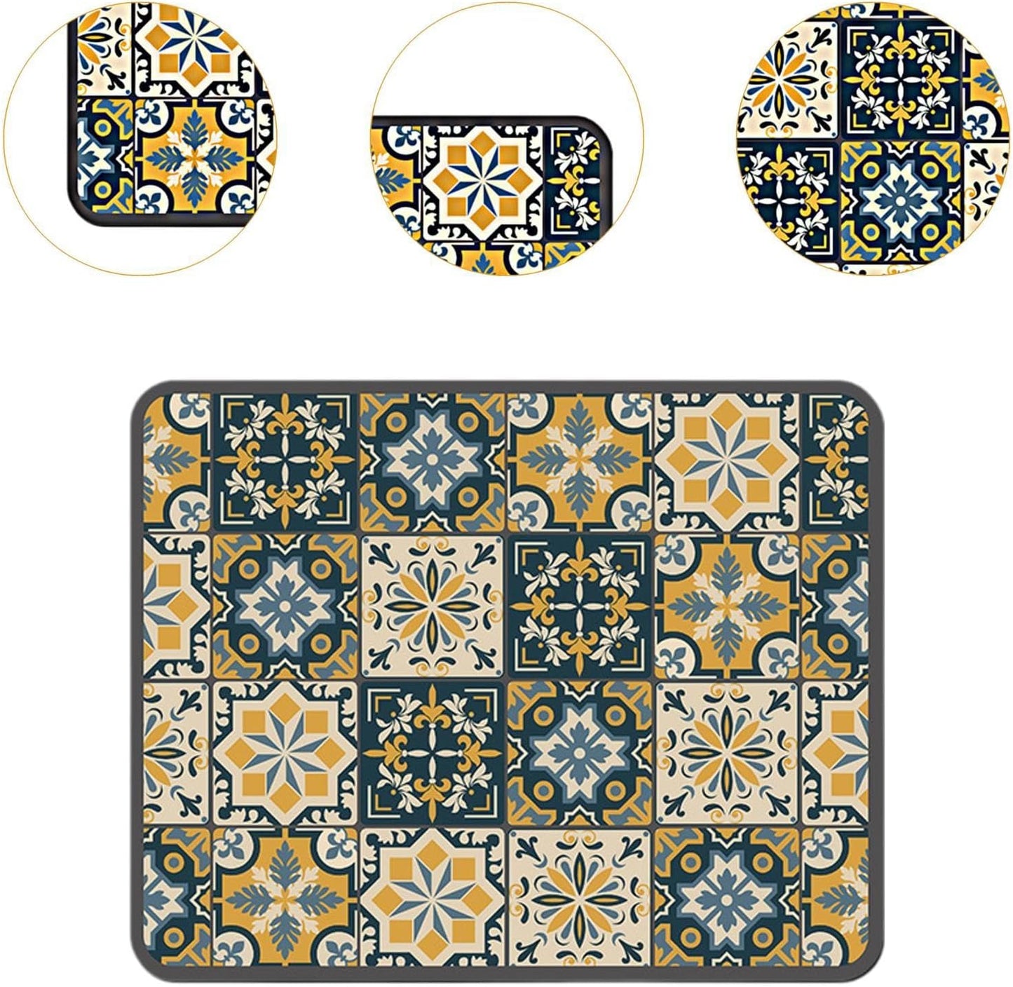 Tableware Drying Mat Polyester Fiber Kitchen Countertop & Table Mat Insulation Pad (Set of 2)