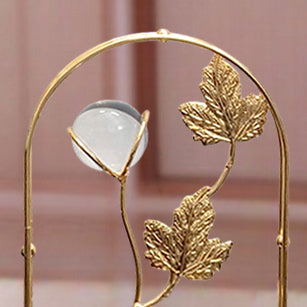 Metal Leaves Ornament With Crystal Balls Oval Design