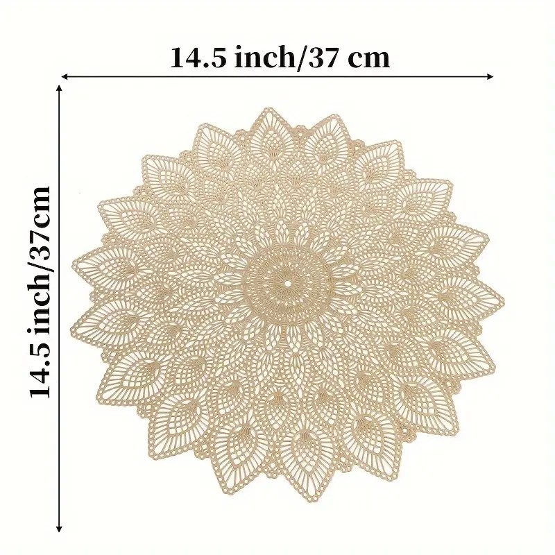 PVC Hollow Flower Shape Table Mats for Table Decoration (set of 2)