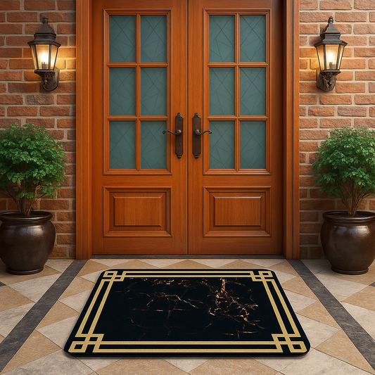 Black Gold Geometric Nonslip Mat