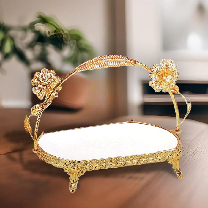 Fruit Tray Glass and Metal Material Golden Color Living Room, Restaurant Decor