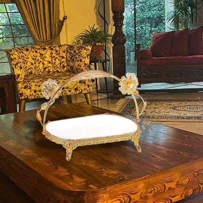 Fruit Tray Glass and Metal Material Golden Color Living Room, Restaurant Decor