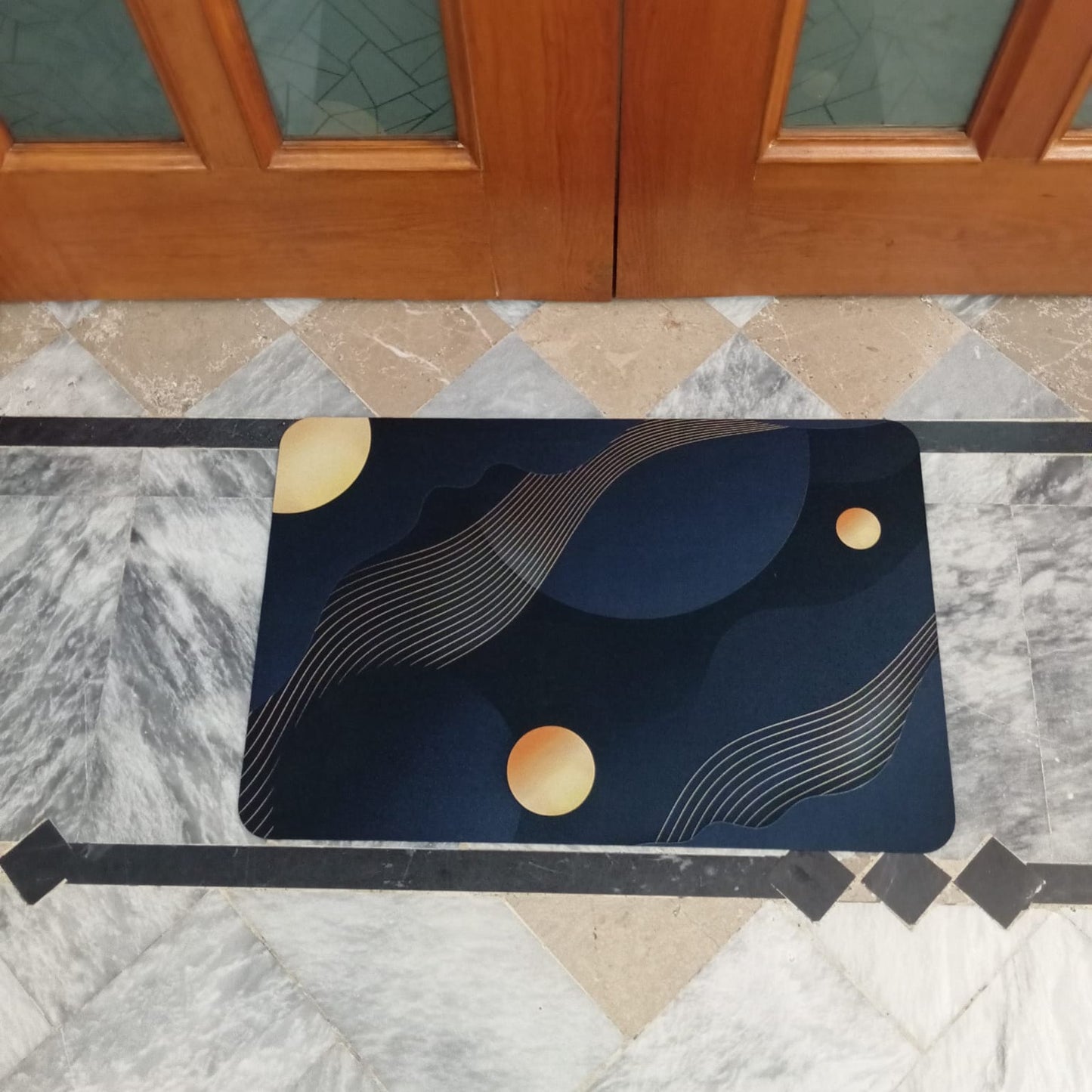 Abstract Wave Lines Nonslip Mat