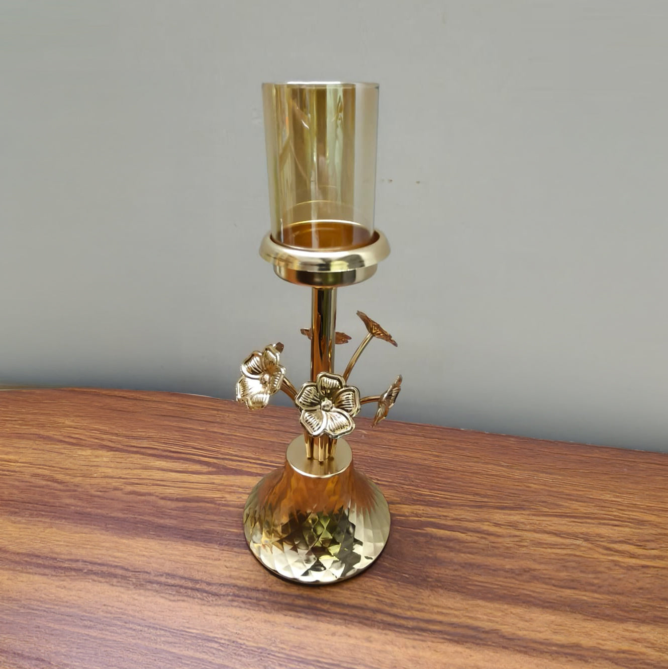 Golden Bloom Candle Holder