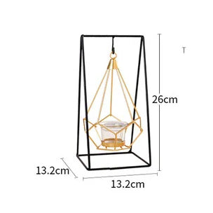 Golden Hanging Pot with Metallic Black Stand