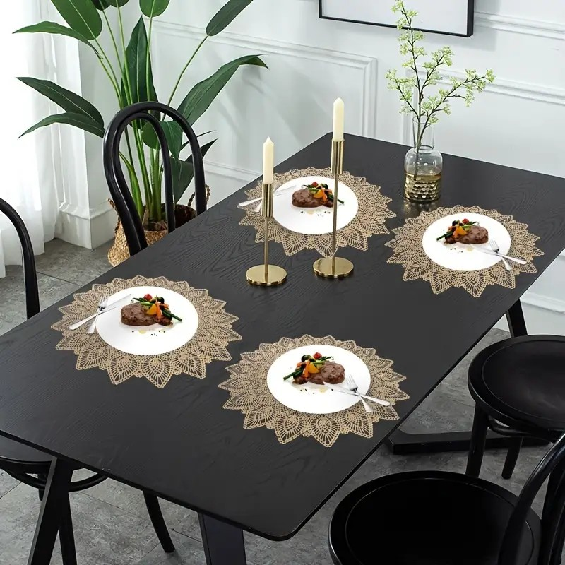 PVC Hollow Flower Shape Table Mats for Table Decoration (set of 2)