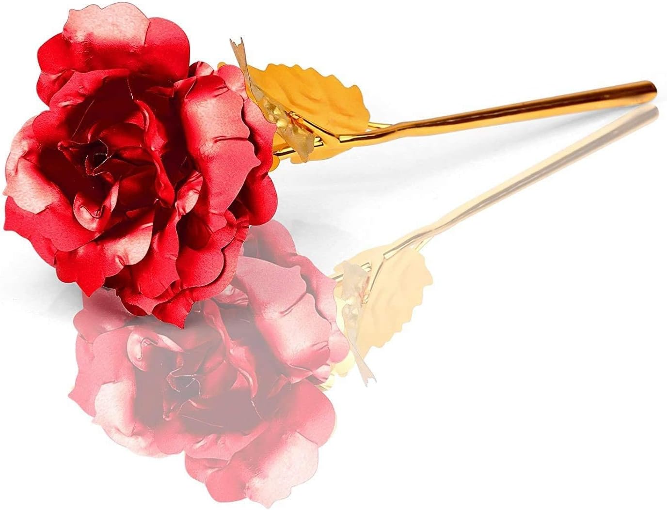 24K Gold Plated Rose (Red) With Love Stand