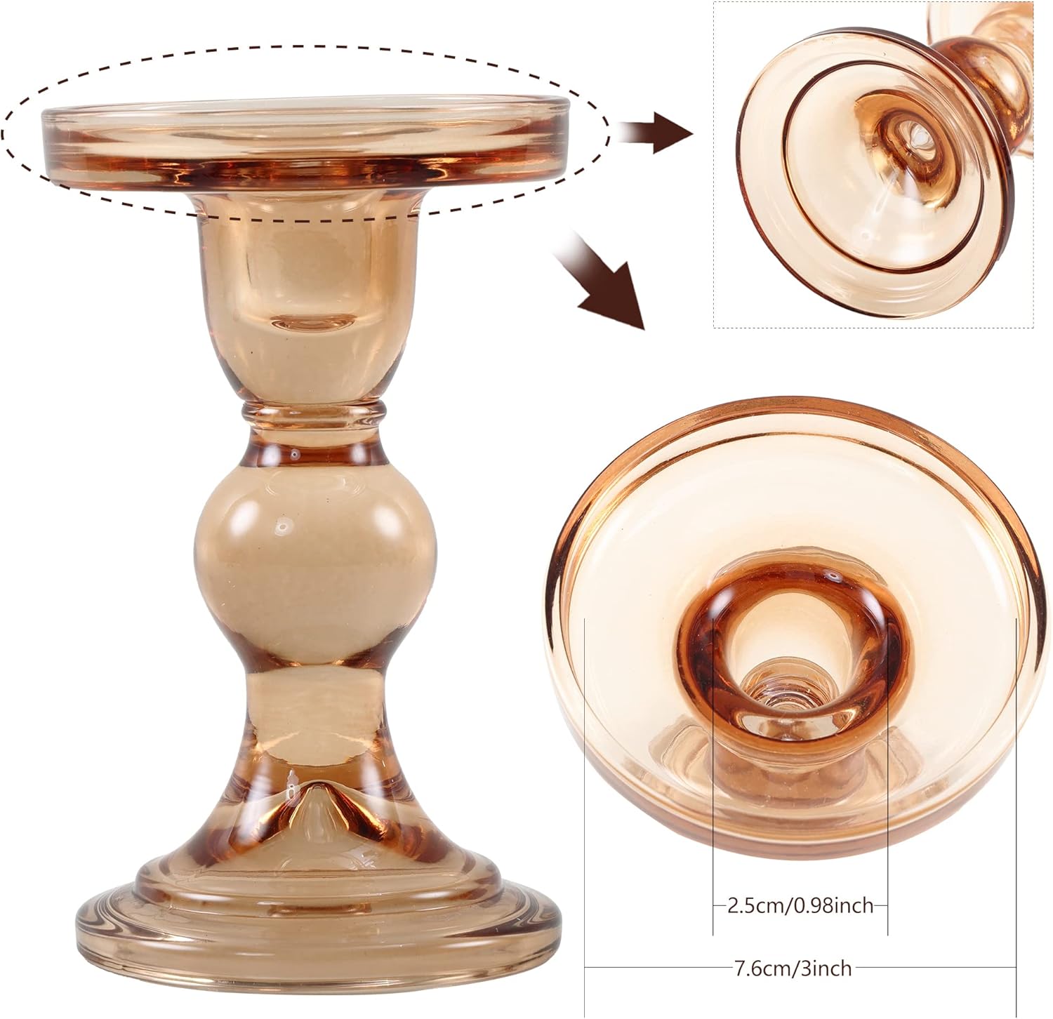 Set of 3 Glass Candle Holder for Table Decor