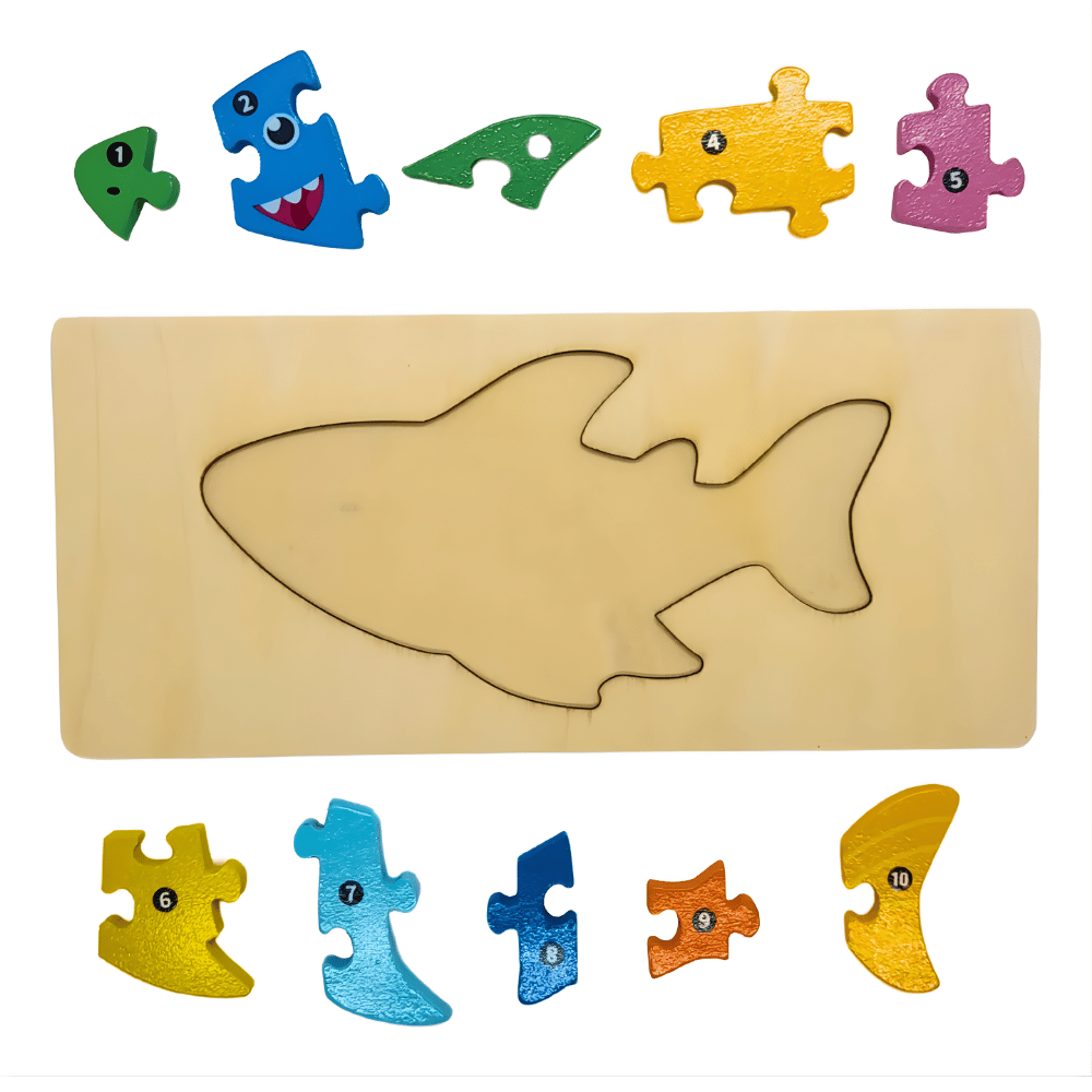 Wooden Number Puzzle Fish, 10 Pieces – Assorted Styles