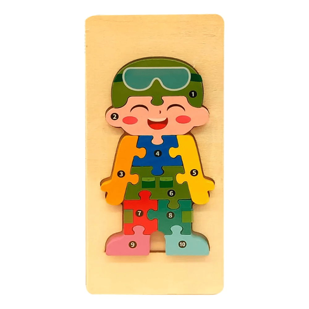 Wooden Number Puzzle, 10 Pieces – Assorted Styles