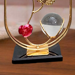 Metal Leaves Ornament With Crystal Balls Oval Design