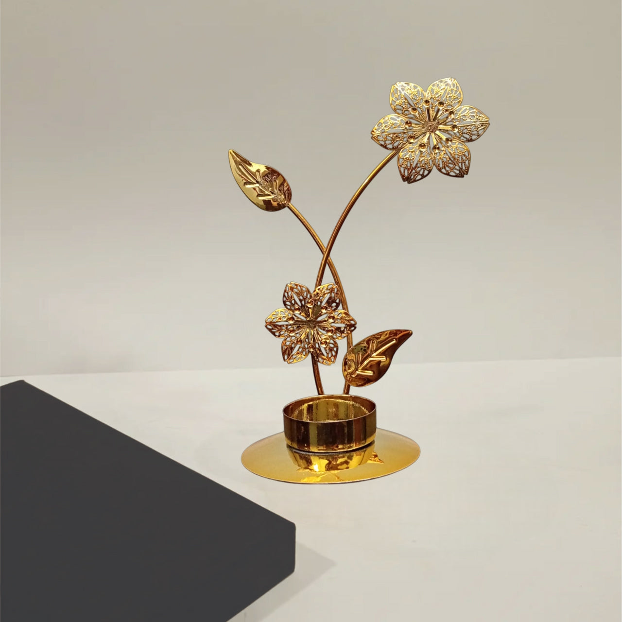 Golden Bloom Candle Holder