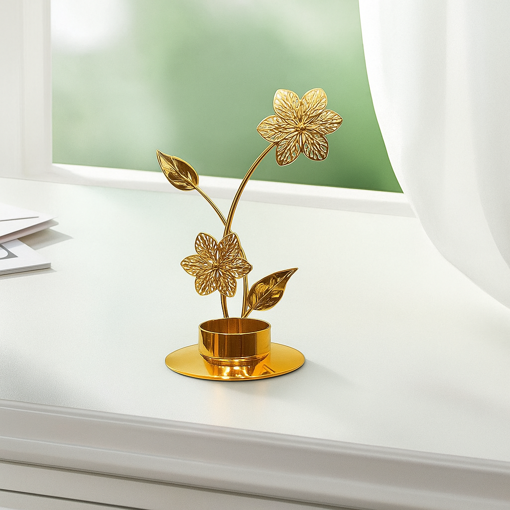 Golden Bloom Candle Holder