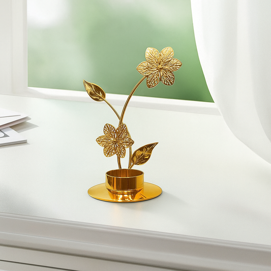 Golden Bloom Candle Holder