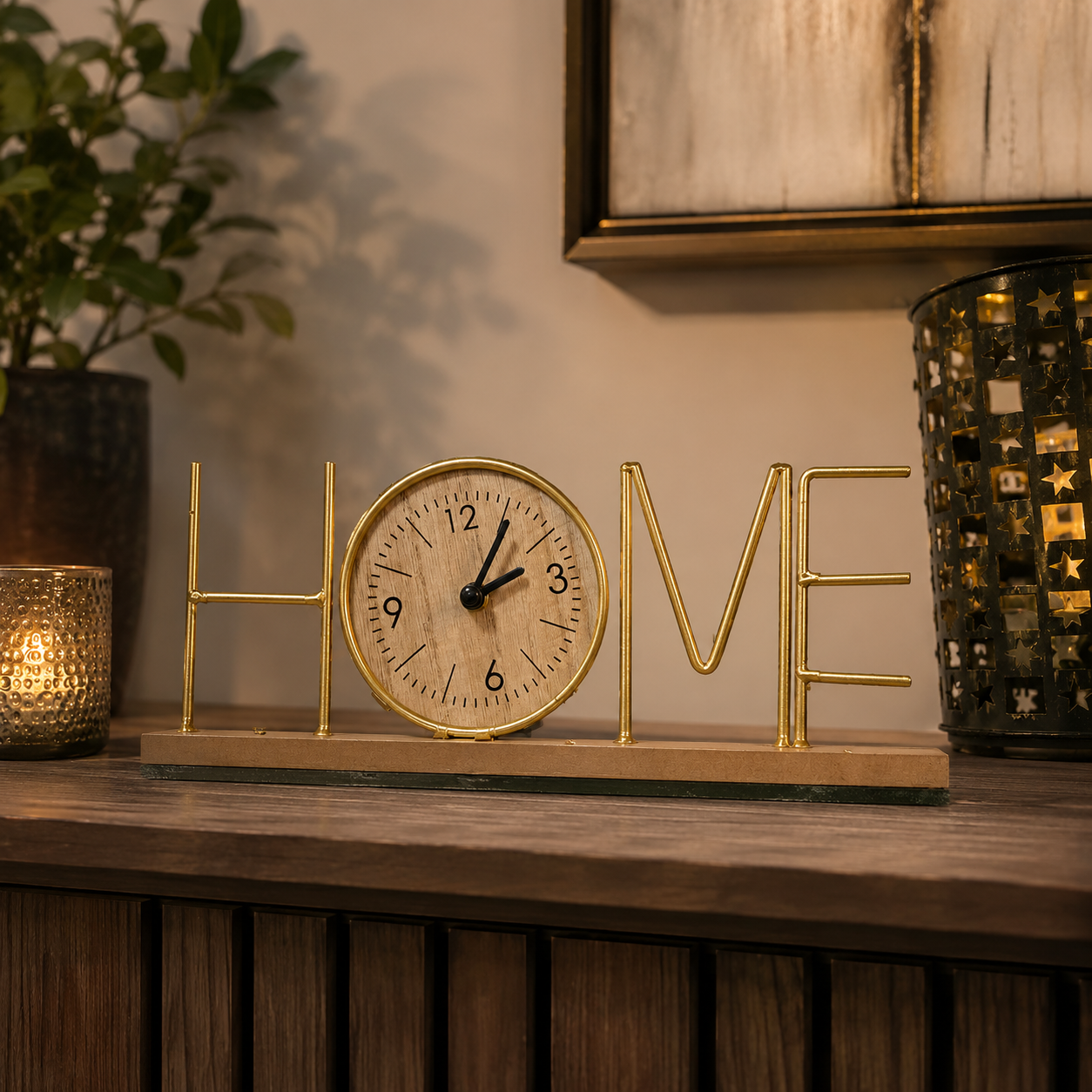 Golden Home Clock Decor