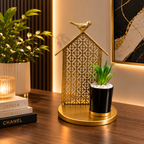 Golden Nest Planter Decor with Bird Accent – Luxury Tabletop Decoration