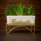 Fantastic Succulent Trio in Golden Stand