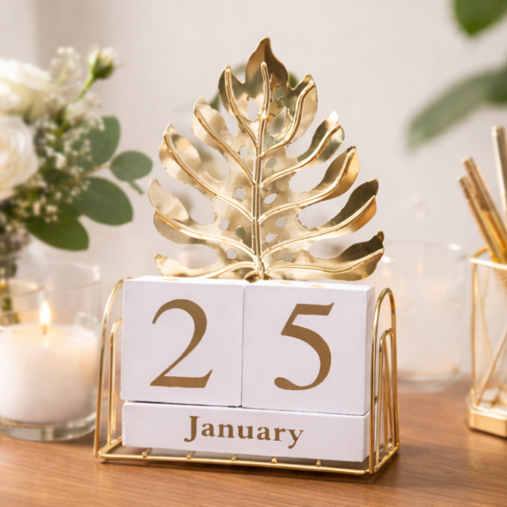Golden Leaf Desk Calendar
