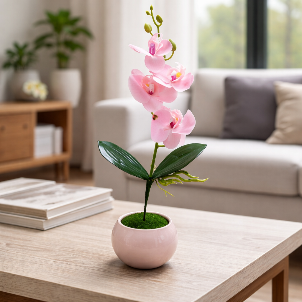 Pink Blossom Artificial Plant and Pot