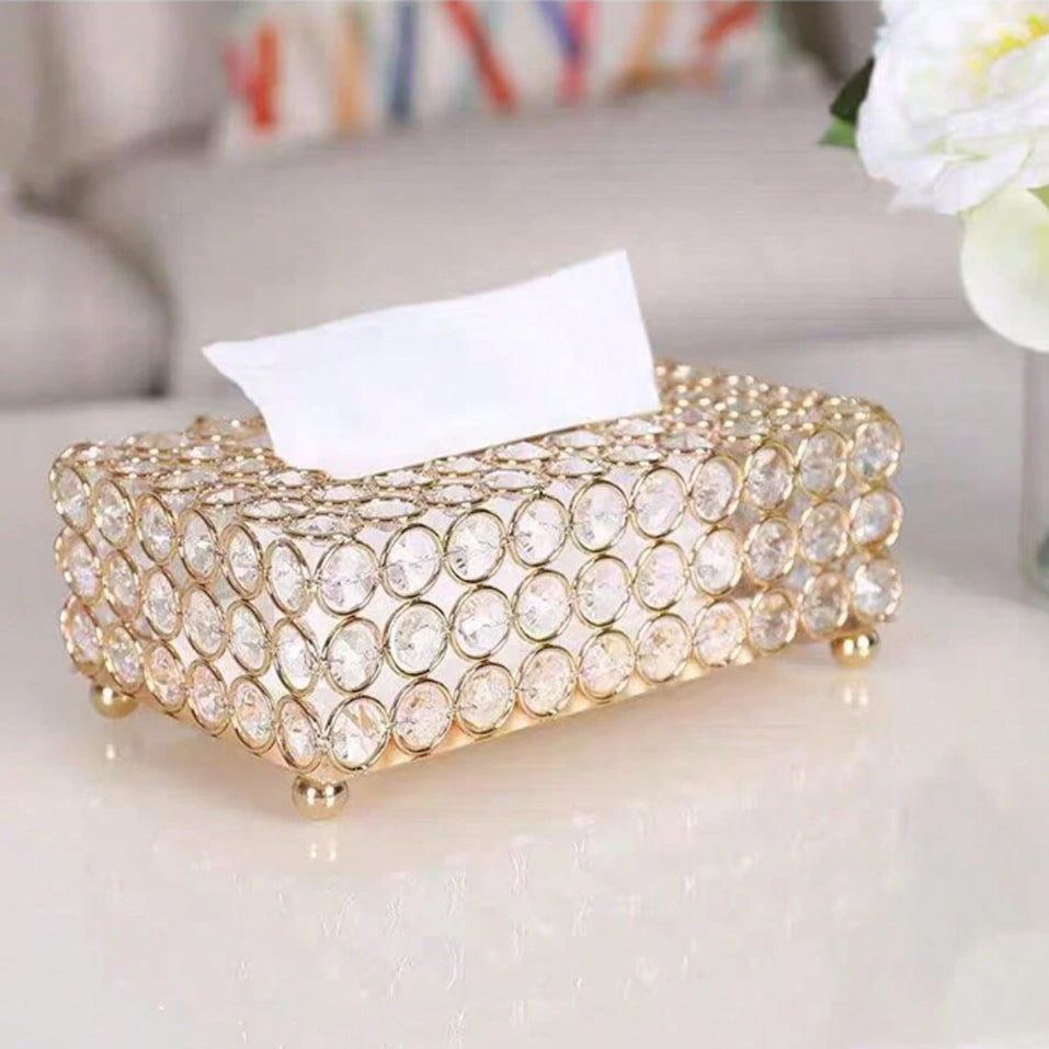 Rectangular Crystal Tissue Box | Endless Crystal Luxury Tissue Box Container