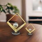 Set of 2 Nordic Luxury Metal Crafts Creative Crystal Ball Pendant Ornament for Living Room, Office Desktop Decoration