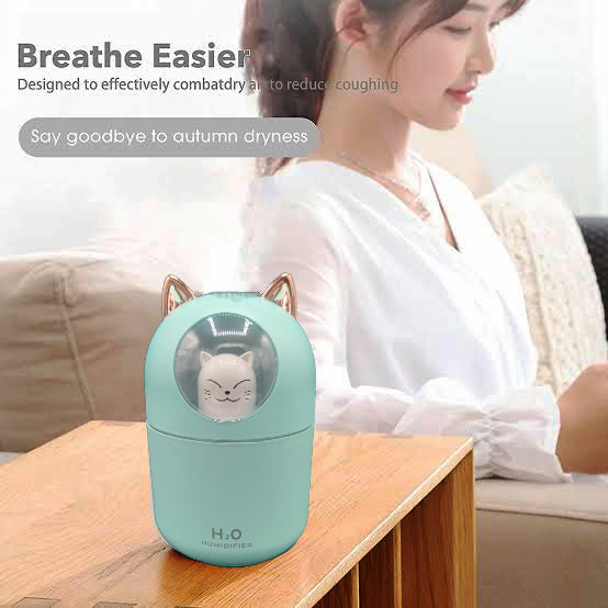 Mini Air Humidifier Cute Cat Aroma Diffuser with Colorful Night Light USB Mute Air Purifier Cool Mist Maker Home Air Freshener