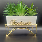 Fantastic Succulent Trio in Golden Stand