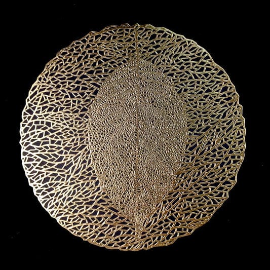 Gold Autumn Leaf Decorative Charger Plate ( Set Of 2)