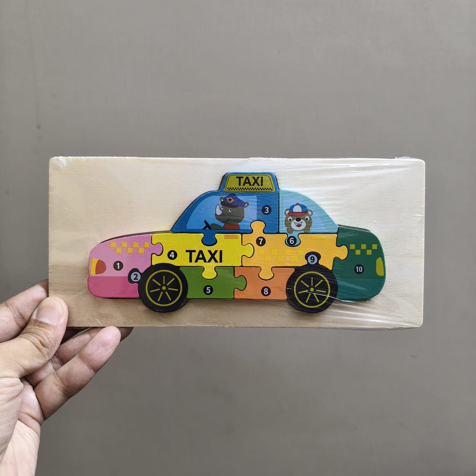 Wooden Number Puzzle Car, 10 Pieces – Assorted Styles