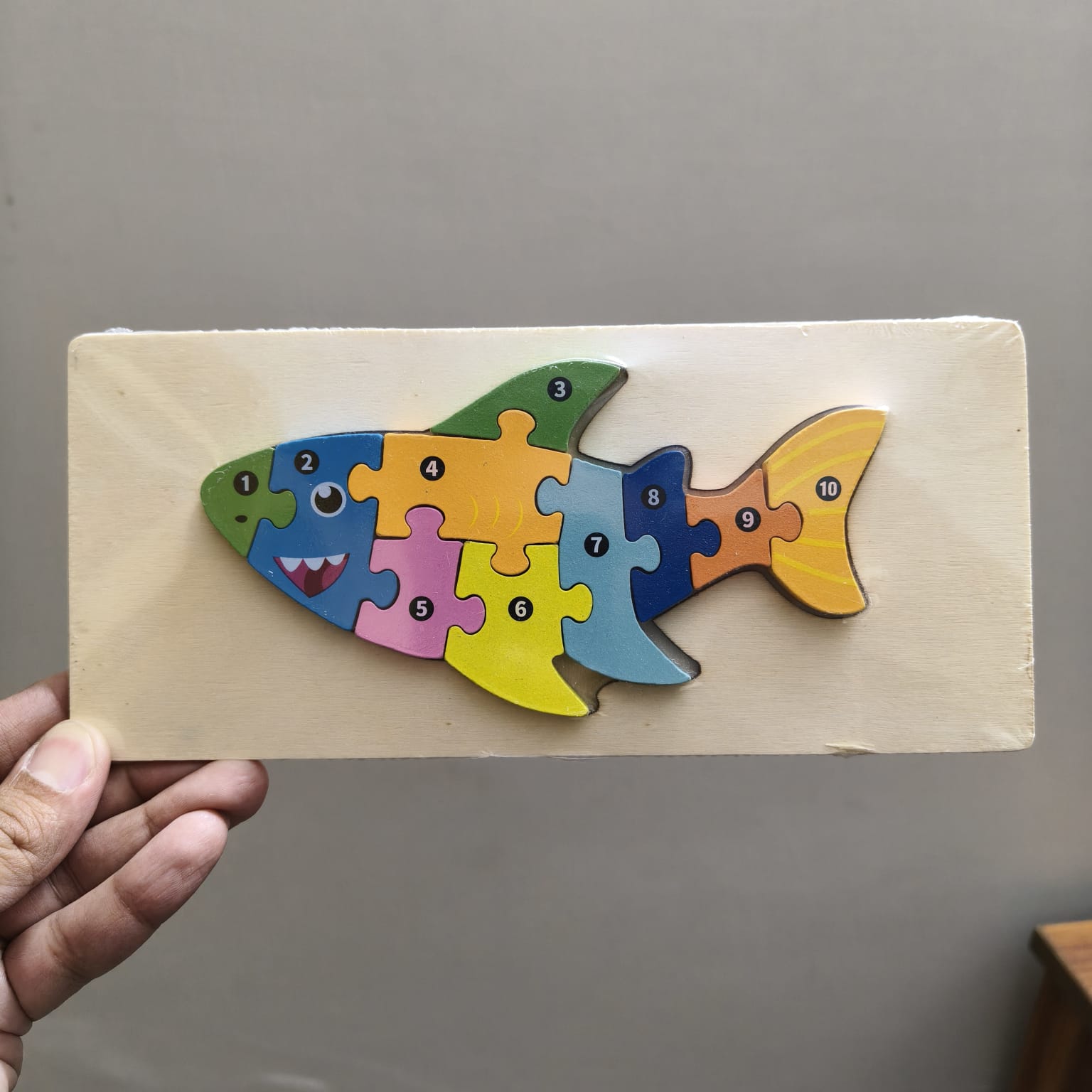 Wooden Number Puzzle Fish, 10 Pieces – Assorted Styles