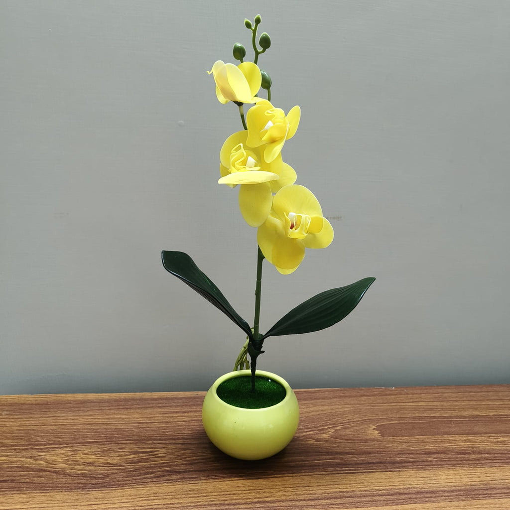 Yellow Blossom Artificial Plant and Pot