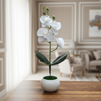 White Blossom Artificial Plant and Pot