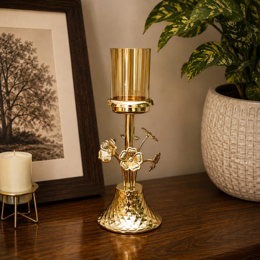 Golden Bloom Candle Holder