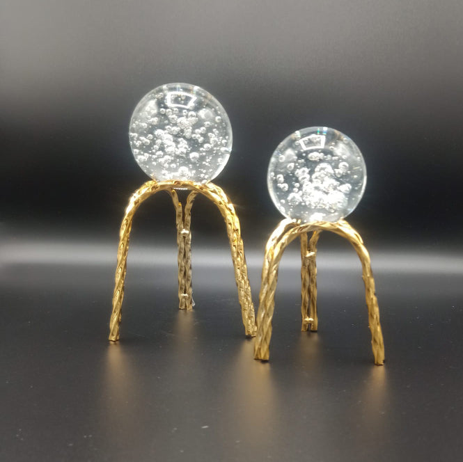 Set of 2 Piece Glass ball decoration | Creative iron ornaments