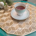 Gold Placemat for Dining Table - Hollow Square Pattern Table Mat for Table Decoration (Set of 2)