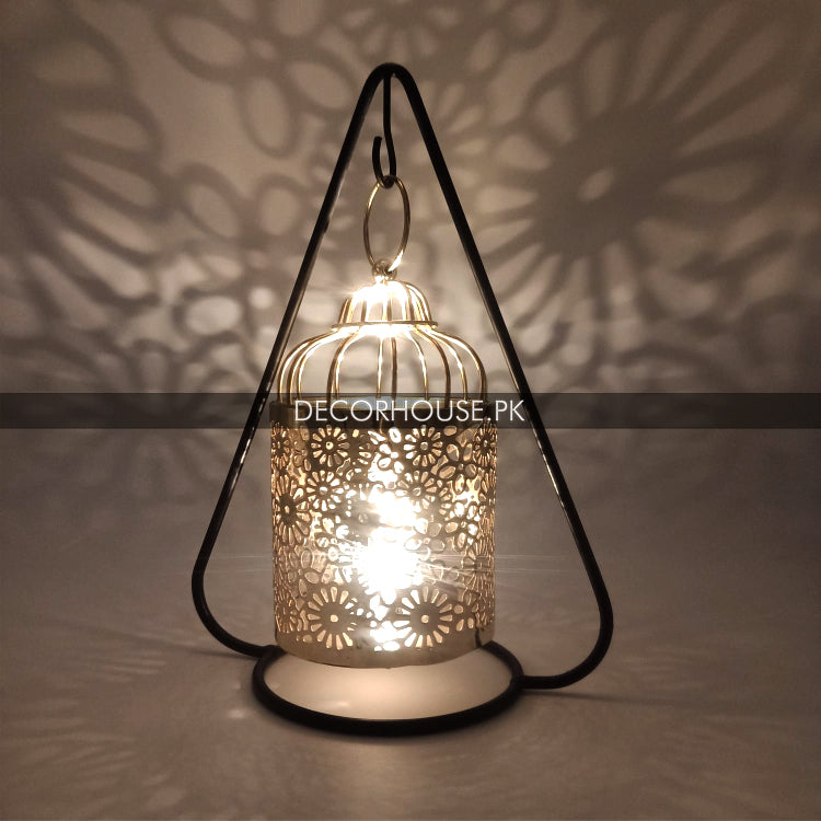 Metal Candle Stand with Hanging Lantern
