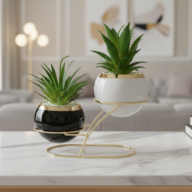 Modern black and white Planter