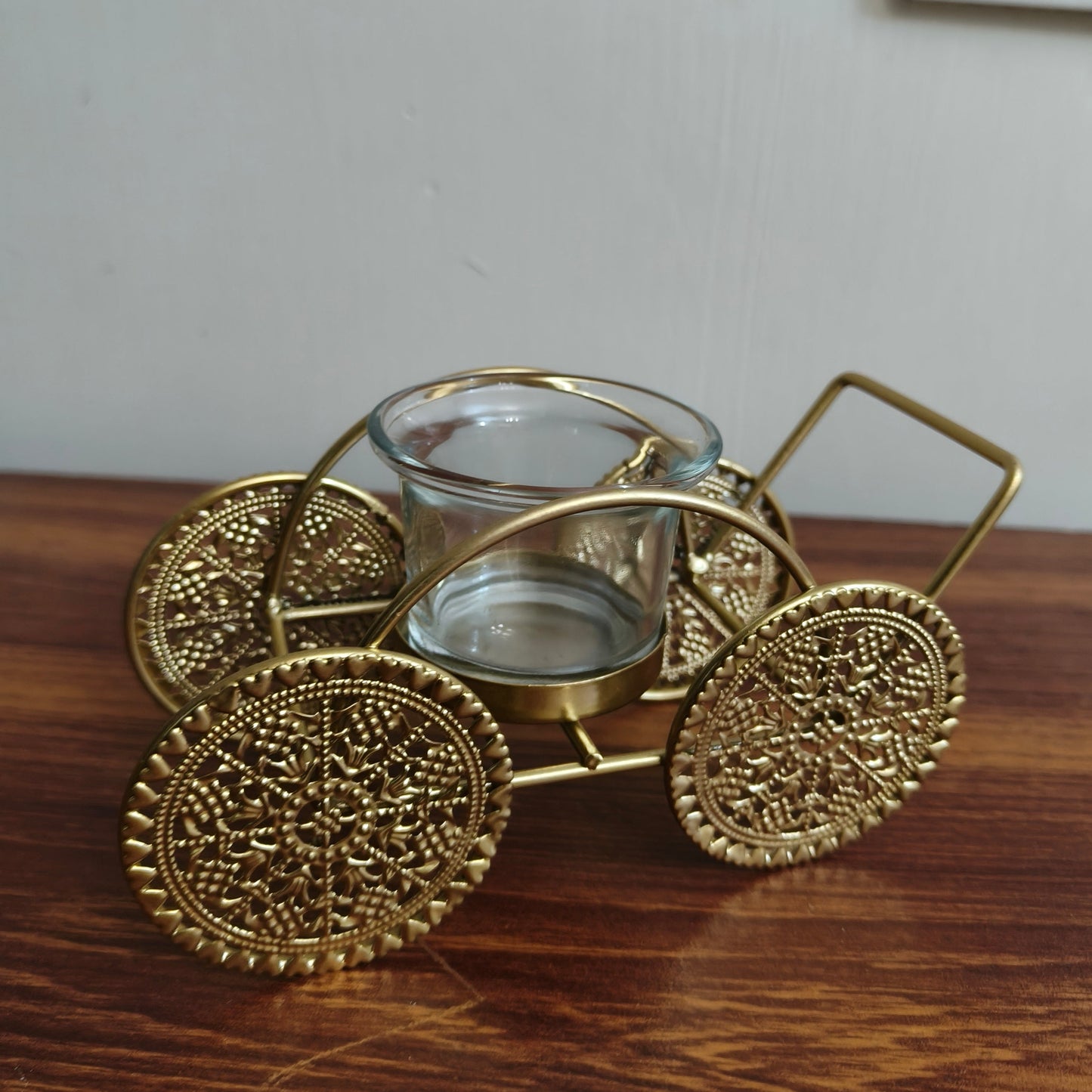 Metal Trolley with Candle Holder | Metal Cart with Candle Holder