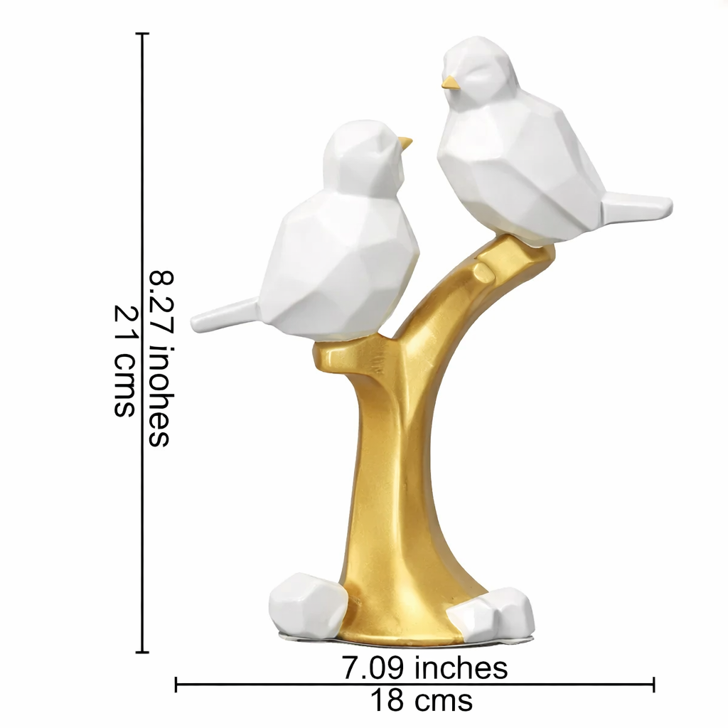 Love Birds On Tree Figurine white color