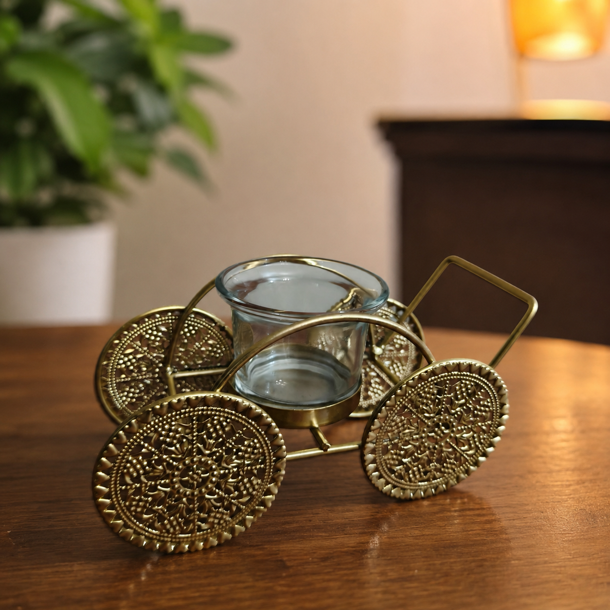 Metal Trolley with Candle Holder | Metal Cart with Candle Holder