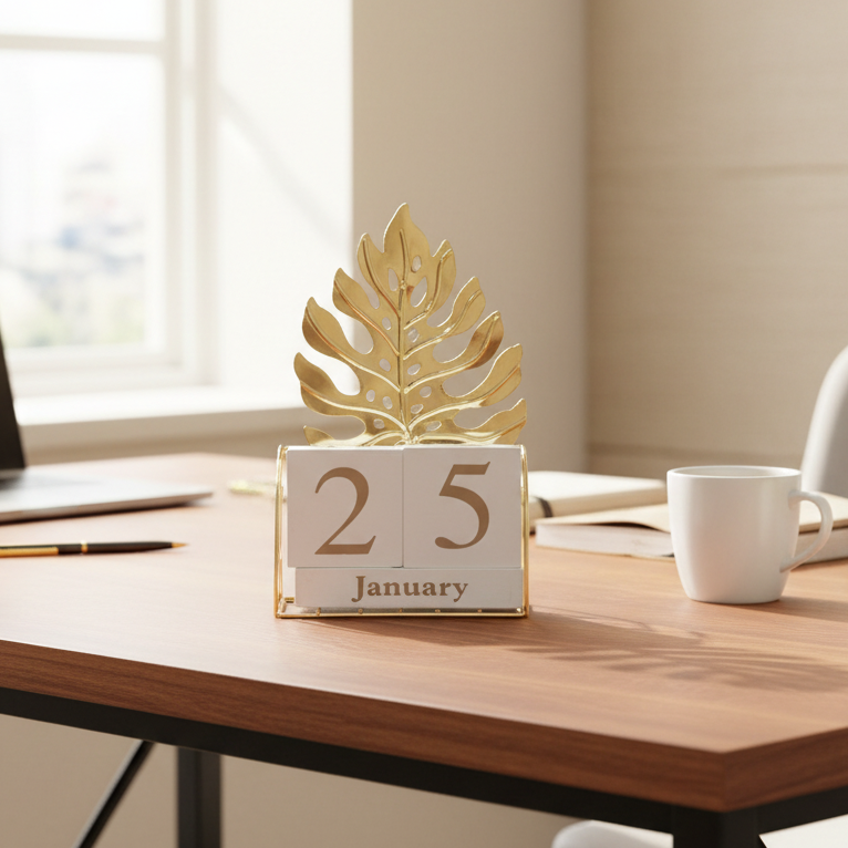 Golden Leaf Desk Calendar